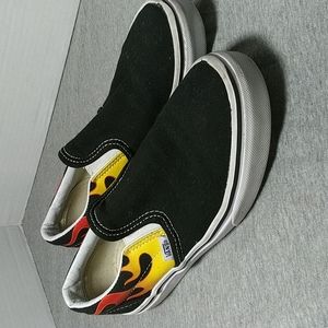 Kids vans flame classic slip-on shoes